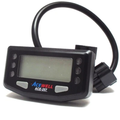 Digitaltacho Acewell ACE-257S Schwarz mit 6 Kontrollleuchten für Motorrad Quad - Bild 1 von 4