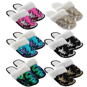 Pantuflas de lentejuelas reversibles para mujer/damas - Imagen 1 de 8