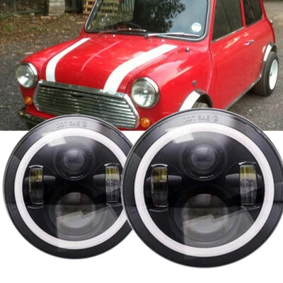 PAR de faros LED redondos de 7"" Halo haz alto/bajo para Mini Austin Rover clásico Foto 1 de 4