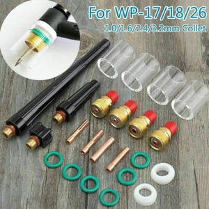 23Pcs TIG Welding Stubby Gas Lens #10 Pyrex Cup Kit For Tig WP-17/18/26 Torch - Foto 1 di 9