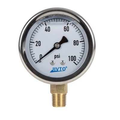 Liquid Pressure Gauge,2-1/2" dial,0-100 psi ( single scale) ,1/4 NPT lower mount - Image 1 of 4