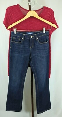 Conjunto de roupa jeans Old Navy meninas borgonha túnica azul denim corte bota tamanho 10-12 - Imagem 1 de 4