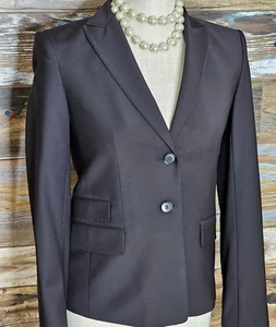 Ann Taylor Petite Wool Blend Black Peak Lapel Working Cuffs Blazer 0P *EXCELLENT - Picture 1 of 6