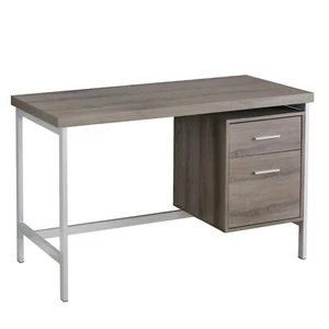 24 Taupe and Silver Computer Desk With Two Drawers - Picture 1 of 1