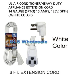 6ft Appliance AC Heavy-Duty Electrical Extension Power Cord Electric Cable White - Picture 1 of 1