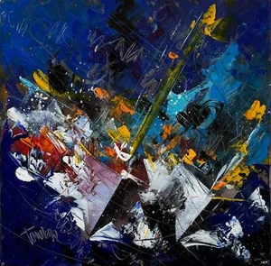 Marlboro cup Francesco Toraldo Opera Unica Olio su Tela Astratta Firmata 41x41 - Bild 1 von 1