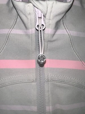LULULEMON DEFINE JACKET GRAY AND PINK STRIPED SIZE 4 EUC - Image 1 of 4
