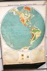 Vintage 1943 School University College Canvas Pull Down Map of N.&S. AMERICA
