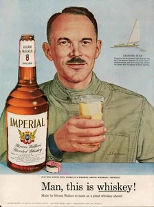 1955 Imperial Hiram Walker's Whiskey Alcohol Vintage Print Ad Sailor Ray Ruge - Picture 1 of 8