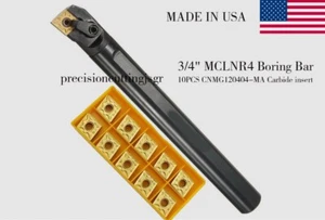 1P 3/4" SHANK BORING BAR S12-MCLNR4 Whit 10PCS CNMG120408-MA Carbide Insert USA - Picture 1 of 3