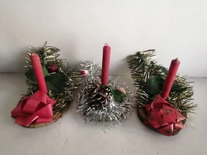 CENTROTAVOLA BASE LEGNO CANDELA ROSSA PIGNA NATALE ANNI '80 - Imagen 1 de 5