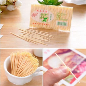 150pcs Two Heads Wood Stick Wooden Bamboo Toothpick Party Cocktail Food Picks - Picture 1 of 5