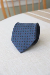 Bigi Milano Hand Printed Ice Blue Flower Polka Dot Wool Challis Self Tipped Tie - Picture 1 of 13