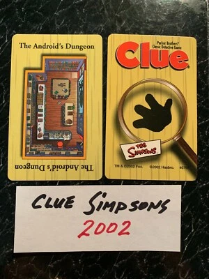 Clue Simpsons  THE ANDROIDS DUNGEON LOCATION CARD Game Replacement Piece 2002 - Image 1 of 3