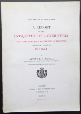 1977 Report on the Antiquities of Lower Nubia 1906-7 Egypt by Weigell Egyptian - Image 1 of 4