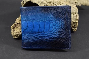 CARTERA MONEDERO HOMBRE AZUL FANTASY AUTÉNTICO HUESO DE AVESTRUZ HECHO A MANO ROMA 50 - Imagen 1 de 9