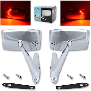 67 68 Ford Mustang Falcon Chrome Outside Exterior Side RH LH LED Mirror Pair - Picture 1 of 12