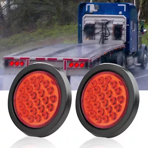 2X Luces de freno traseras LED redondas para remolque de 4" pulgadas 24 LED - Imagen 1 de 16