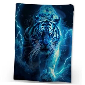 White Tiger Blanket - Soft Cozy Lightweight Flannel Throw 60×50 Inch Tiger13 - Picture 1 of 7