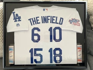 Dodgers Autographed 25x30 Framed Jersey 2x 1981 World Series Tickets Beckett - Picture 1 of 12