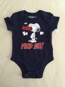 PEANUTS Baby Boy Girl Snoopy FEED ME Short Sleeve Bodysuit size 0-3-6-9-12 mos - Picture 1 of 5