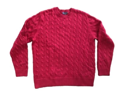 MERONA Cable Crewneck 100% Cotton Sweater Preppy Classic Men's Sz XL Red NEW - Image 1 of 4