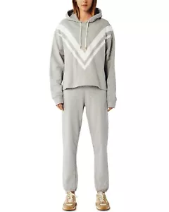 Tory Burch French Terry Chevron Pullover Sudadera con Capucha Para Mujer Talla S Pequeña Gris Claro - Imagen 1 de 15