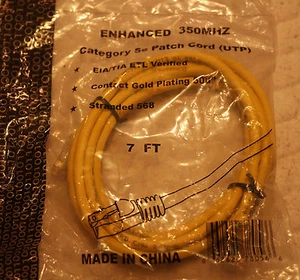 CAT-5E YELLOW PATCH CABLE CORD WIRE 7' FT FOOT FEET - Picture 1 of 1