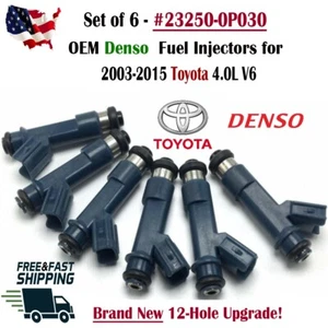 NEW OEM 6Pcs Denso 12-Hole Upgrade Fuel Injectors for 2003-2015 Toyota 4.0L V6 - Picture 1 of 5