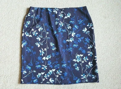 Mujer Falda-ROZ & ALI-azul marino/blanco floral elástico cintura elástica-PL Foto 1 de 4