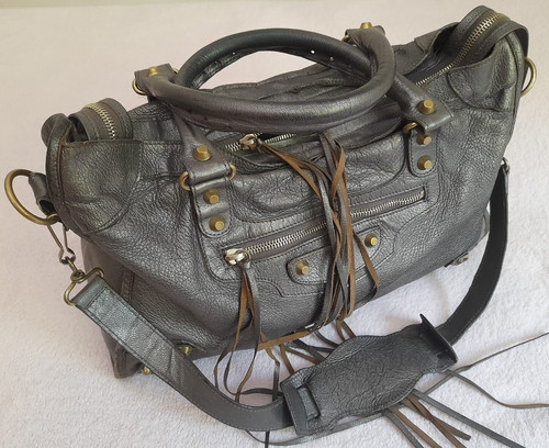 Borsa BALENCIAGA bronzo metallizzato grande tracolla pelle di agnello J.1669 made in ITALY