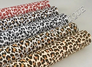 SAVER OFFER PACK 5 LEOPARD PRINT PRINTED CANVAS FABRIC SHEET FOR HAIR BOWS - Picture 1 of 1