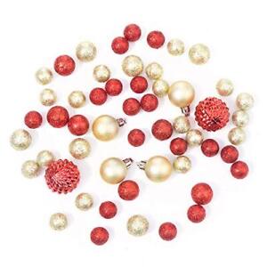 Pack de 54 pièces boules de remplissage florales de Noël rouges et or