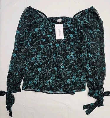 Isabel Maternity By Ingrid & Isabel Corsetry Woven Top, Black/Green, Size XS  - Image 1 of 4