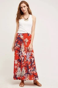 Neu mit Etikett Anthropologie HD in Paris Damen 100 % Seide Maxi Blumenmuster gefütterter Rock Größe 6 M - Bild 1 von 10