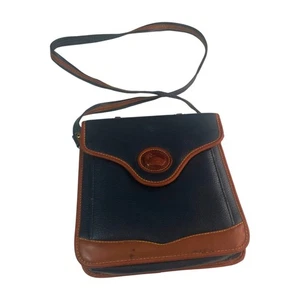 VTG Dooney & Bourke Olive Black & Brown Pebbled Leather Crossbody Shoulder Bag - Picture 1 of 6