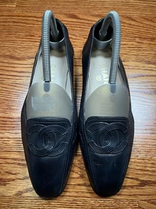 Vintage Chanel Schwarz CC Halbschuhe Flats Schuhe 38,5 - Bild 1 von 10