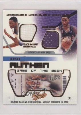 2002 Fleer Authentix Jersey Game of the Week Ripped Tracy McGrady Shawn Marion - Image 1 of 2