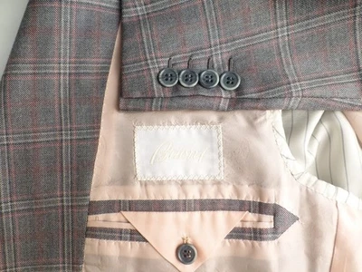 Chaqueta Abrigo Deportivo Brioni Blazer 50R/40R Cuadros Excelente Estado Rosa Gris Foto 1 de 4