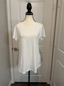 T-shirt donna Reebok bianca attiva taglia grande logo ritaglio schiena tempo libero top - Foto 1 di 7