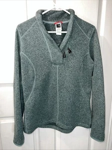The North Face Women's Sweater Green Fleece Crescent Ridge Shawl Collar Size Lg - Picture 1 of 8