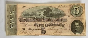 1864 $5 Confederate States of America No. 22320 Richmond - Bild 1 von 6
