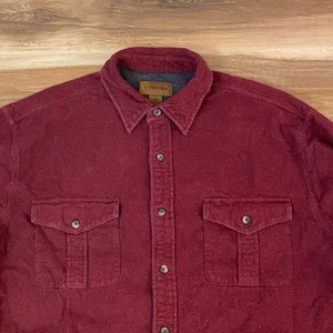 St Johns Bay Chamois Flannel Shirt Mens Large  Red Button Up Shirt Large - Picture 1 of 8
