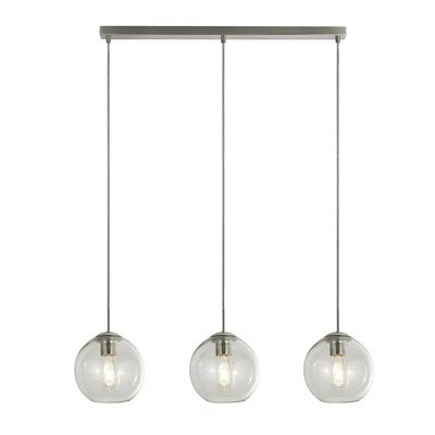 Lampadario Contemporaneo Balls Acciaio Cromo Vetro Trasparente 3 Luci E14 - Immagine 1 di 4