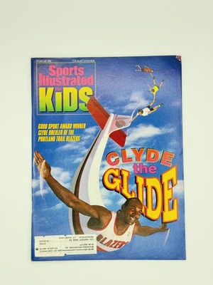 Sports Illustrated para niños febrero 1993 Clyde Drexler con hoja de tarjeta Foto 1 de 2