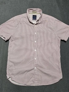 Cactus Man Ricky Singh Slim Fit Casual Shirt Short Sleeve Striped Red Mens M - Picture 1 of 6