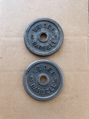 "Placas de peso Weider Barbell vintage de 5 lb estándar de 1"" 2x5 lb en total 10 libras" Foto 1 de 4