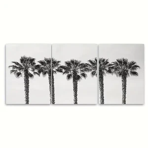 3pcs Black White Palm Set Palm Tree Metal Print Ready to Hang Art - Picture 1 of 7
