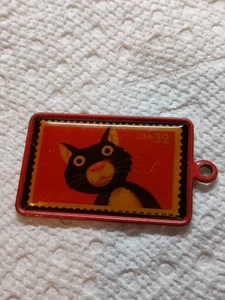 Vintage Brass Cat Stamp Charm Featuring A 32 Cents Stamp Replica  - Picture 1 of 4