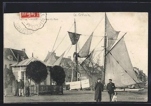 CPA Honfleur, Grands voiliers au port avec des passants 1908 - Picture 1 of 2